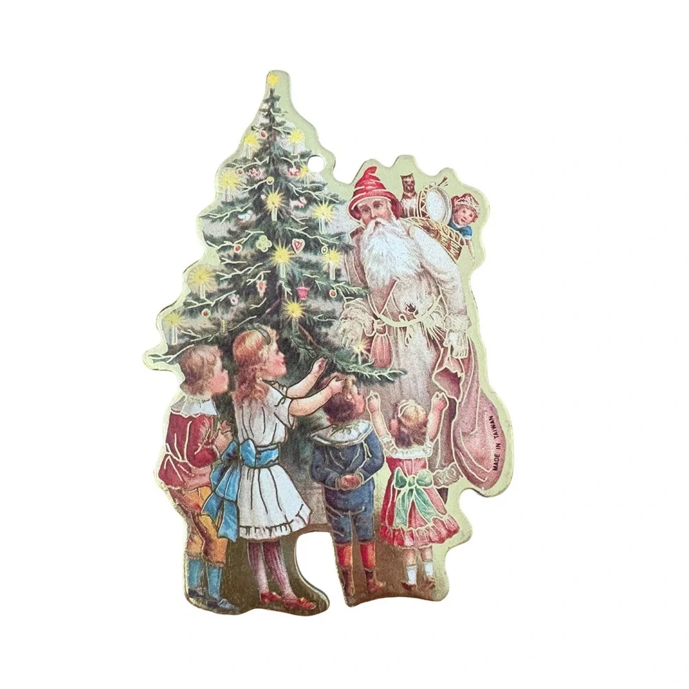 Vintage: Old World‎ Victorian Santa Die Cut Cardboard Ornaments